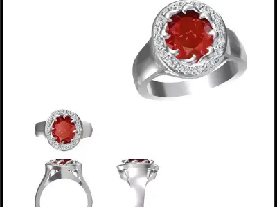 JCD Format Antique color stone rings jewelry cad cam masters 3D print model