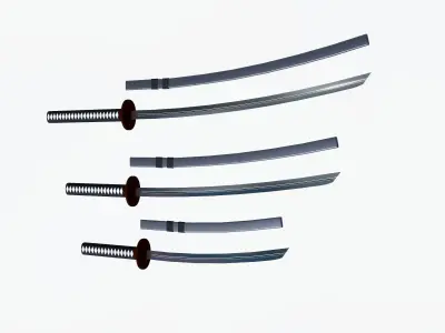 Katana three samurai swords 3D model purchase