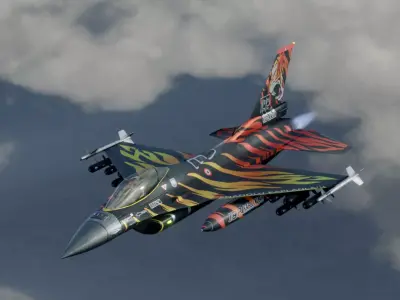 F16C Turkey Squad 192 Tigers  Low-poly 3D model