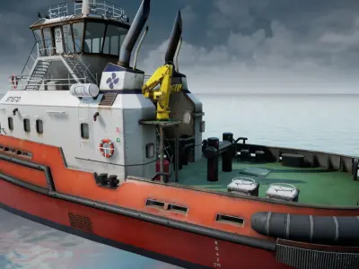 Tug Ship tugboat - low poly Low-poly 3D model