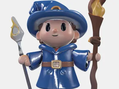 Cartoony Mage Free low-poly 3D model