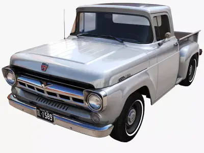 50s American shortbed pickup PBR Low-poly 3D model