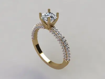 4 Prong Solitiare Square Shank 6mm Engagement Ring 3D print model