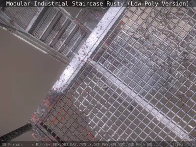 Modular Industrial Staircase Rusty - Low-Poly Version Low-poly 3D model