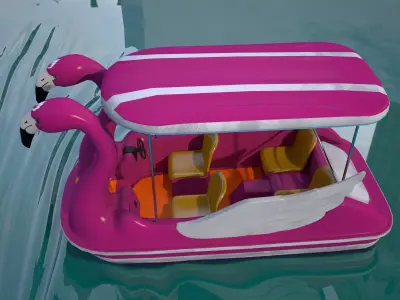 Pedal boat - flamingo Low-poly 3D model