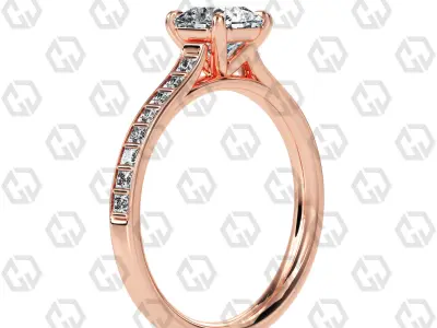 Ring 80 Raidant Shape and princess on shanks with Gems 3D print model