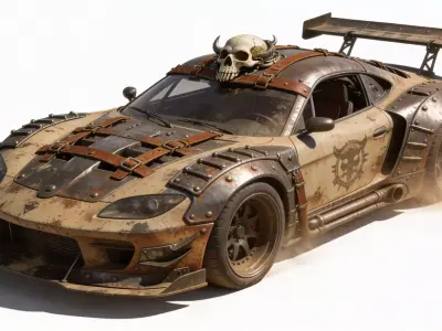 Wasteland Vanguard Raider Supercar Low-poly 3D model