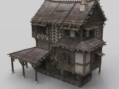 Medieval house fantasy 13 Low-poly 3D model
