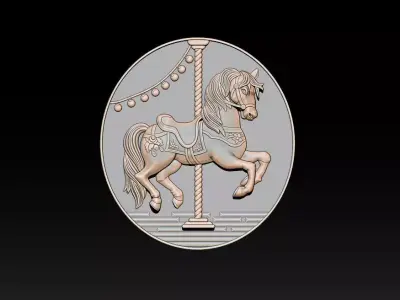 Whimsical Carousel Horse Relief 3D print model
