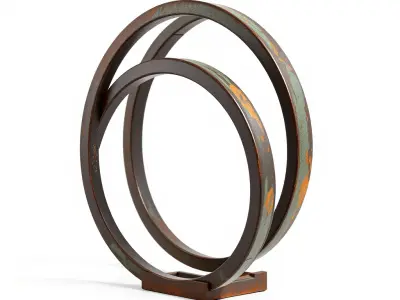 Industrial Rusty Ring Sculpture Model Pack Low-poly 3D model