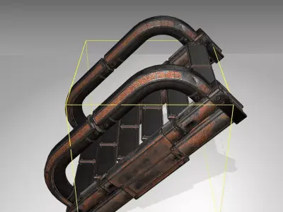Futuristic Stairs - 10 - Rusty Textures Low-poly 3D model