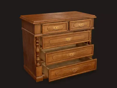 Vintage Dresser - PBR Game Ready Low-poly 3D model