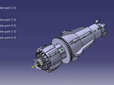 Sci fi plane engine design 3D model