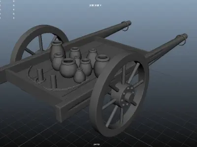 cart handcart wheelbarrow go-cart dolly agriculture farming wood 3D model