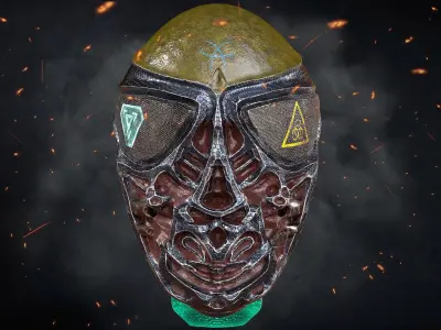 Alien Bust Model Low-poly 3D model