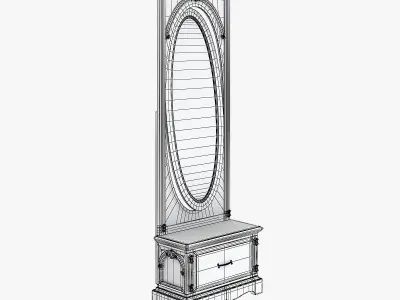 Victorian Hallway Mirror Old White 3D model