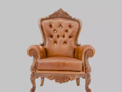 Brown Throne Seat 3D Model Low-poly 3D model