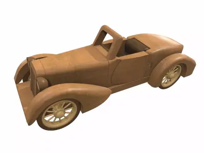 Wooden car toy retro 2 Free 3D model