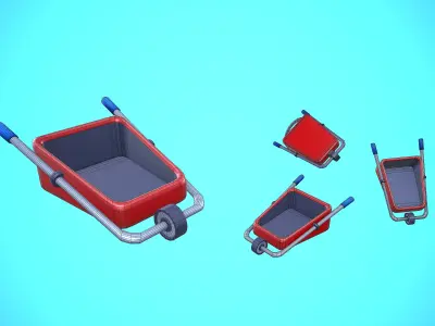WHEELBARROW CARTOON STYLIZED Low-poly 3D model