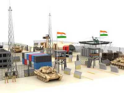  India Military Base Low-poly 3D model