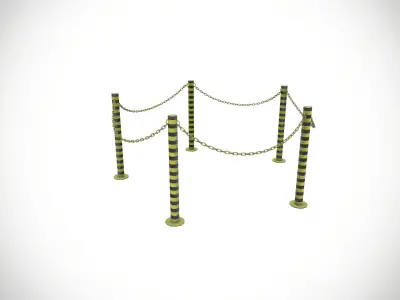 Stand Chain Barrier Metal Fence Barricade  3D model