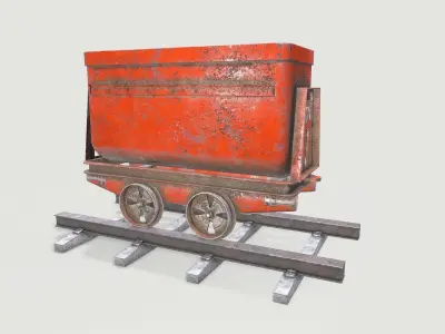 Mine Wagon 3 Low-poly 3D model