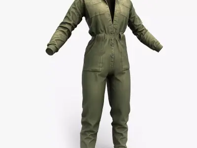 Woman Overalls Game Ready  Low-poly 3D model