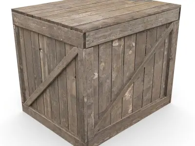 Wooden box Low-poly 3D model