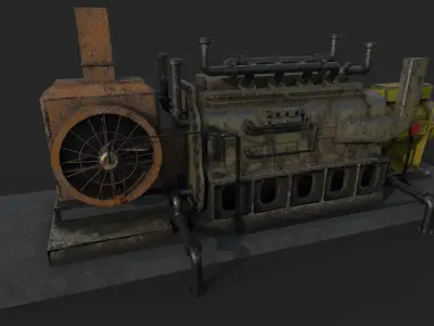 Diesel Generator Old Low-poly 3D model