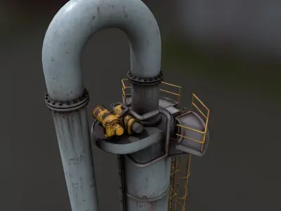 Rusted and Weathered Industrial Tower  Low-poly 3D model