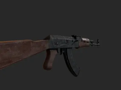 AK-47 rifle Low-poly 3D model 2