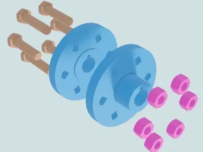 LowPoly - Flanged Coupling  Low-poly 3D model