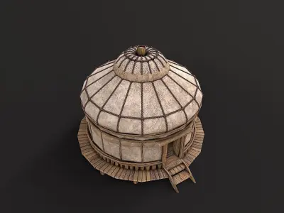 Traditional Yurt Nomads Tent with Interior 3 Low Poly PBR Low-poly 3D model