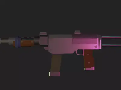 Machine gun LowPoly 3D model