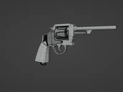 Classic revolver realistic low-poly 3D model Low-poly 3D model