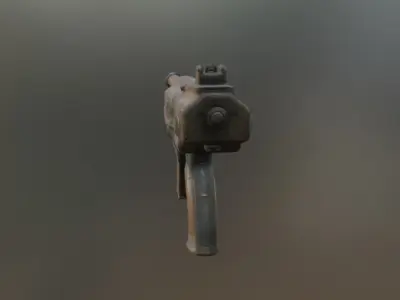 large pistol with 3 cannons 3D model