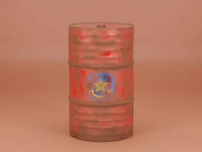 Old Metal Cylinder Drum Low-poly 3D model