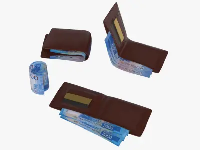 Russia 2000 Rubles Wallet Money Purse 3D model