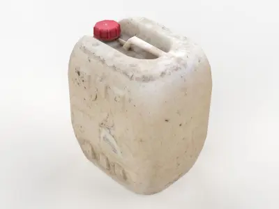 Plastic White Jerrycan 2 Red Cap Scan Low-poly 3D model