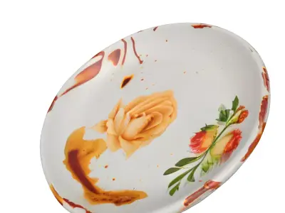 Rustic Floral Enamel Plate Low-poly 3D model