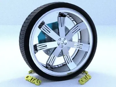 ORTAS CAR RIM 8 GAME READY RIM TIRE AND DISC 3D model