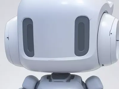 Cute White Robot 3D Model Chibi Design Smooth Armor Low-poly 3D model