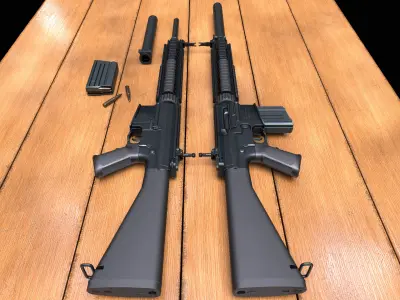 SR-25 rifle Low-poly 3D model