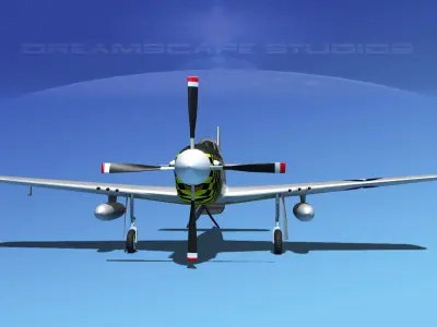 North American P-51B Mustang V14 3D model