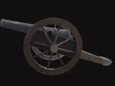 Medieval Cannon V02 Old Low-poly 3D model