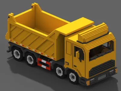 Voxel Tipper Truck Low-poly 3D model