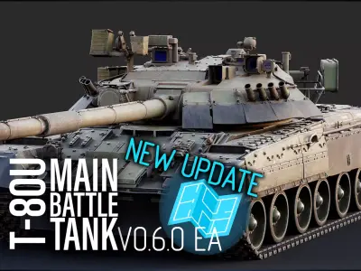 T80U MBT V082 Vehicle Blueprint Early Low-poly 3D model