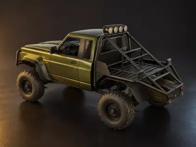 Offroad Pickup Truck Rigged Low Poly 3D Model 4x4 Low-poly 3D model