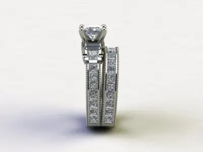 10016 princess cut diamond engagement ring 3D print model