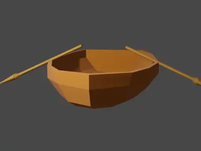 Low Poly Rowboat wooden boat Free low-poly 3D model
